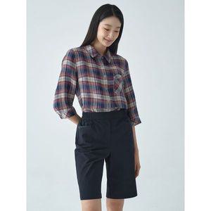[하프클럽/지센]린넨 체크 블라우스 LCWSO538_NA