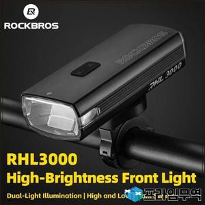 ROCKBROS 자전거 라이트 보조배터리 C 타입 충전 프론트 램프 MTB 로드 사이클링 플래시 3000LM 10000mAh
