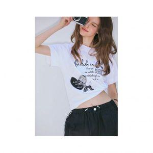 [본사직영] [에고이스트][BLUE LABEL] 하트 러플 그래픽 반팔티셔츠 ER2OTH17737000