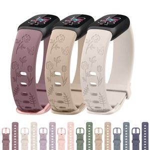 Fitbit Luxe 스트랩 스포츠 시계 밴드 용 소프트 TPU 꽃 새겨진 밴드 Fitbit Luxe 손목 밴드 조정 가능한 Smartwatch 액세서리