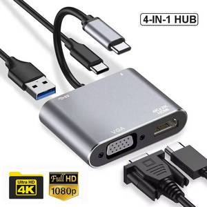 HDMITODVI 맥북용 C 어댑터 허브 HDMI VGA USB 30 디지털 AV 멀티포트 썬더볼트 3~4K 1080P 고속 충전 포트