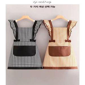 특이한 메이드 앞치마 레이스 공주풍 에이프런 체크