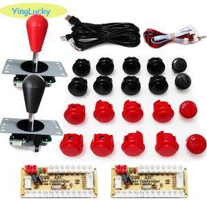 2 플레이어 아케이드 제로 지연 키트 PC 용 USB 인코더 Raspberry Pi SANWA 푸시 버튼 조이스틱 USB 아케이