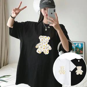 데이지곰 박스 여성 오버핏 반팔 티셔츠 (2컬러) 박스티 빅사이즈