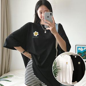 나이스꽃 박스 여성 오버핏 반팔 티셔츠 (2컬러) 박스티 빅사이즈