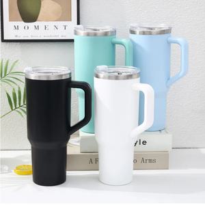 1.18L 대용량 스텐 텀블러 손잡이 빨대컵 이중 보온 보냉병 차량 캠핑