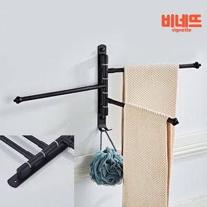 3단 스텐 욕실수건걸이 블랙 벽옷걸이 욕실옷걸이
