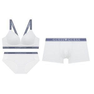 [게스언더웨어](강남점)(노와이어)데님밴드 포인트 메쉬  남여커플세트WH(GCWBR311/GCMDR311)