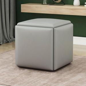 5in1 큐세련브 인조가죽 사각스툴45x45x46cm 그레이