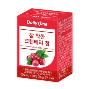 데일리원 참 착한 크랜베리 정 요로건강 여성 영양제 500mg X 30정 1통