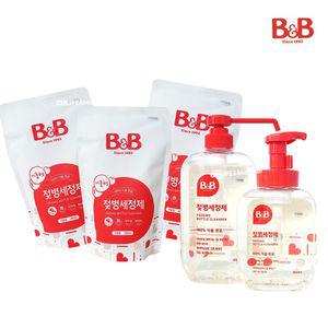 비앤비 젖병 세정제 리필 2팩 + 용기 세제/액상 거품 본품 리필형 아기 세척 혼합구성