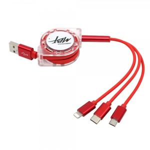 MBF-USB3IN1RD (레드) 2.1A 3in1 자동감김 충전케이블