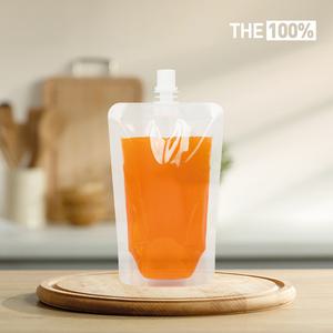 THE100% 스파우트 파우치 투명 음료파우치 쥬스팩 음료팩 200ml 9파이 50매