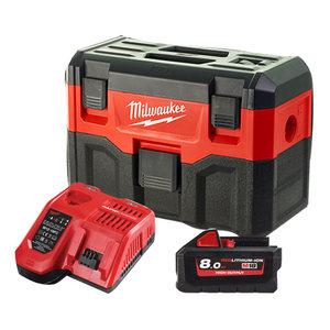 밀워키 M18 VC-2-801 충전 건습식 진공청소기 18V 8.0Ah 배터리 1개세트