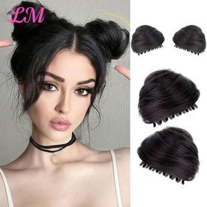 부분가발 앞머리 여자 정수리 똑딱이LM 여성 머리카락 합성 컬리 Chignon Ombre 클로 머리 지저분한 Updo