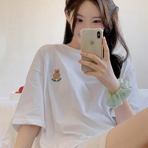 핫핑 스웩베어 루즈핏 자수반팔티셔츠