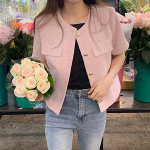 [자체제작] 블랑 트위드자켓 (여름/썸머/하객/출근룩/오피스룩/노카라/숏/반팔)