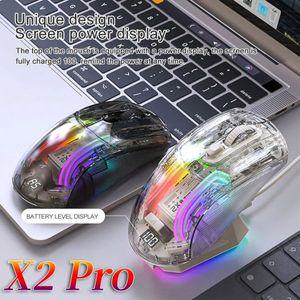 어택 샤크 X2 프로 무선 블루투스 마우스, 2.4G C 타입 데스크탑 쿨 투명 RGB 마우스, PC용 마그네틱 충전