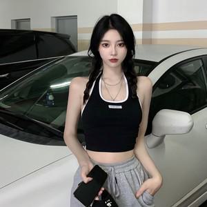 노브라티 브라티 노브라 캡내장 민소매 나시 티셔츠 패드 홀터 여하순욕 레터링 스트라이프 이