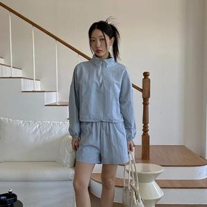 여자 하프집업 나일론 SS 미니멀리즘 세트