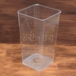깊은 투명 플라스틱 통 14x23cm 사각 긴 용기 쓰레기통 슬림 아크릴