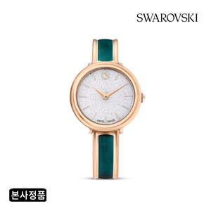 [스와로브스키/본사정품] Crystalline Bangle 그린 로즈 골드 톤 시계 5709816