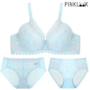 [핑크룩]씬디 볼륨 여성속옷 레이스 브라팬티3종세트 블루_P367221436