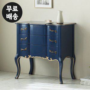 리버 원목 엔틱 3단 서랍장 콘솔 속깊은(네이비)