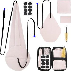 색소폰 및 클라리넷 플루트 트럼펫 악기용 케이스가 포함된 클리닝 키트, 8PCS 마우스피스 쿠션, 브러시 극세사 천 베이지