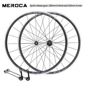 휠셋 MEROCA 자전거 휠셋 알루미늄 합금 초경량 퀵 릴리스 레버 림 브레이크 로드 바이크 프론트 리어 휠 700C 타이어 700x23 28C