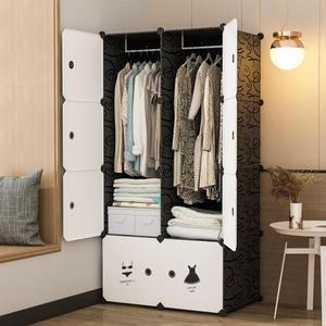 공간 활용 최적화 조립식 행거 옷장 & 장롱 모던 심플한 Armoire 기숙사 렌탈 보관 캐비닛 플라스틱 조립