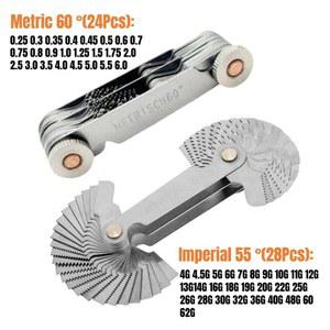 52 블레이드 스테인레스 스틸 나사 게이지 고정밀 측정 도구 미터법 60 및 제국 55도 1 Pcs 피치 스케일 샘플