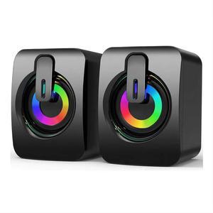 2.1채널 컴퓨터 스피커 PC 사운드 박스 HIFI 스테레오 마이크 유선 USB 데스크탑용 LED 조명 미니 플레이어