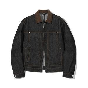 TRILLION 코듀로이 카라 데님 집업 워크 자켓 (BLACK) TRFJK09BK