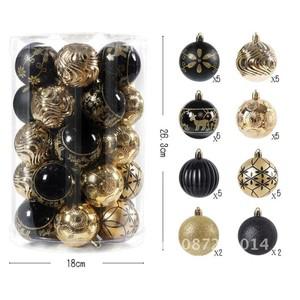 34pcs 크리스마스 공 장식품 6cm 골드 화이트 Baubles 노엘 블랙 트리 Navidad 매달려 2025 파티