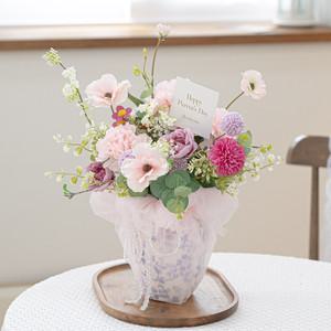어버이날 핑크 카네이션 보자기 선물 화분 set 33x43cm 인테리어 조화 스승의날