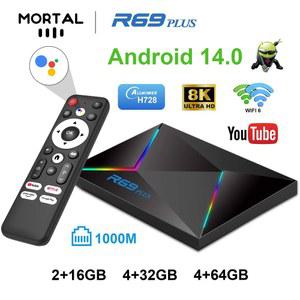 크롬캐스트 Mortal R69 Plus Android 14 Allwinner H728 셋톱박스 듀얼 WiFi 지원 8K 음성 제어 텔레비전 스마트 TV