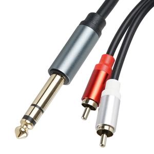 짧은 RCA2선to6.3스테레오선 변환케이블 단자변경 바꾸기 오디오 믹서 앰프 30cm