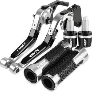 호환 YAMAHA NMAX125 - 바이크 오토바이 조정 가능한 CNC 브레이크 클러치 레버 핸들 바 그립 끝 NMAX 125