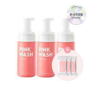 [질경이] 퍼퓸 여성청결제 자몽향 핑크 워시 폼 100ml 3개+페미닌 티슈(10매입) x3개 증정