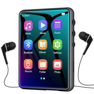 64GB MP3 플레이어(블루투스 5.3 플레이어 포함(블랙) 디지털 플레이어 오디오 케이스 휴대용 FM 스피커 라디오 풀터치스크린 2.4인치 음악 무손실 내장 사운드 이어폰 HD