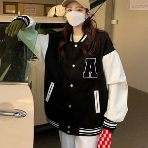 [오노마] ONM 여자 영문 포인트 배색 캐쥬얼 패션 과잠 야구 점퍼