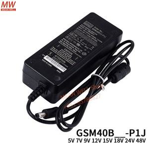 MEAN WELL 오리지널 전원 공급 장치, AC-DC 신뢰할 수 있는 녹색 의료 어댑터, GSM40B12-P1J GSM40B24-P1J
