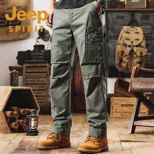 JEEP SPIRIT 여름 남자 조거 카고팬츠 빅사이즈 멀티 포켓 바지