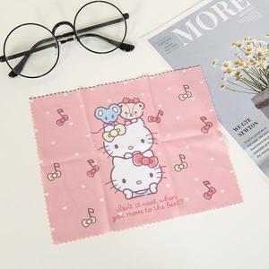 Sanrios Cartoon My Melody Kuromi 헬로 키티 안경 클리너 극세사 청소 천 렌즈 휴대폰 화면 워터티슈