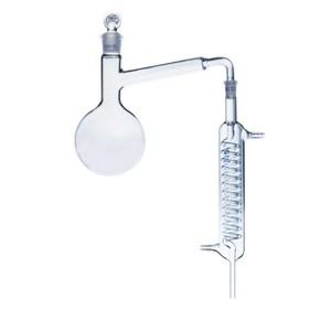 500ml 실험실 증류 장치 코일 유리 콘덴서가있는 둥근 바닥 플라스크 튜브 직경 20mm