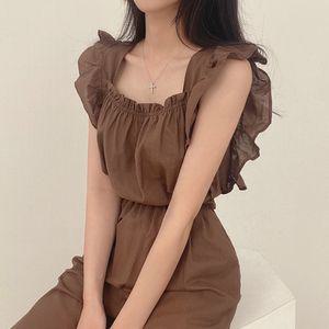 여름점프수트 와이드 프릴 린넨 점프수트 TT187