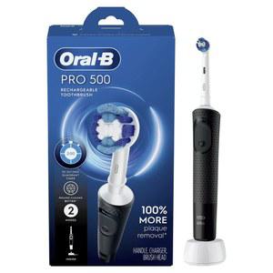 Oral-B Pro 500 전동 칫솔 1 , 충전식, 검은색