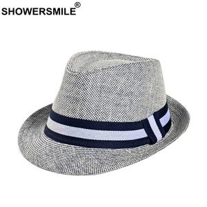 파나마햇 SHOWERSMILE 남성용 클래식 버킷 그레이 페도라 브랜드 여름 2024 패치