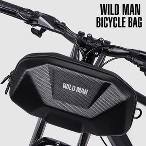 WILD MAN X9 자전거 핸들 바 가방 3.5L EVA 하드 쉘 전기 스쿠터 MTB 도로 숄더 백 앞